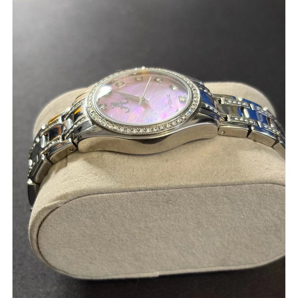 Fossil Watch Women Silver Pink Alabama Crimson Tide NCAA LI-2724